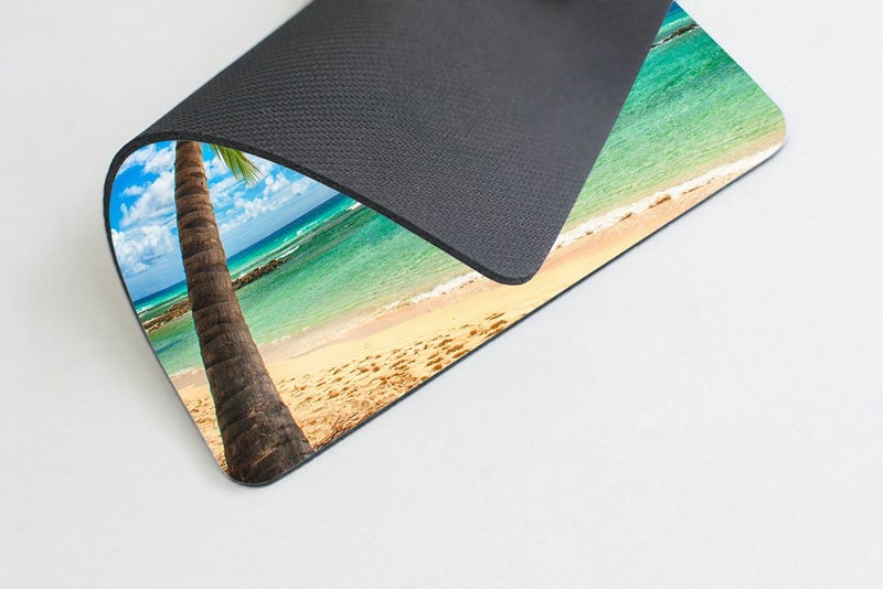 Smooffly Ocean Tapestry, Exotic Beach Water and Palm Tree by The Shore with Clear Sky Landscape Image Gaming Mouse Pad,9.5 X 7.9 Inches, Green Blue White - Image 4